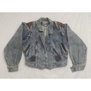 Vintage HAVOC Denim Jacket Acid Wash Cropped Western Cowboy Women's Small